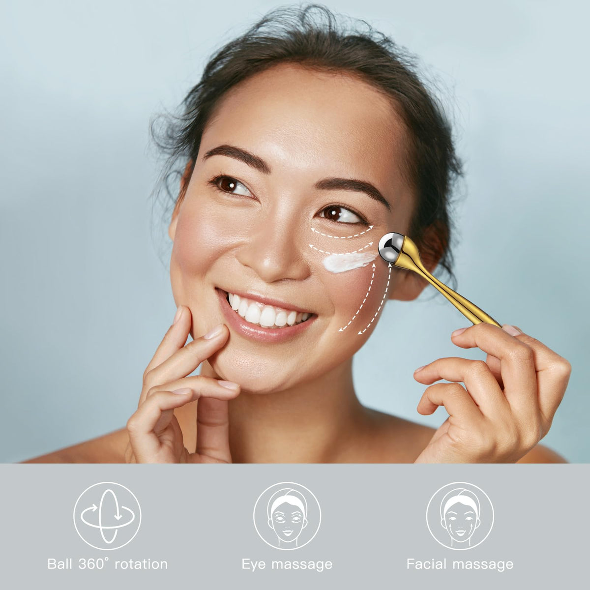 Rodillo de Crema para Ojos LISAPACK Dorado Masajeador Facial Antiinflamatorio