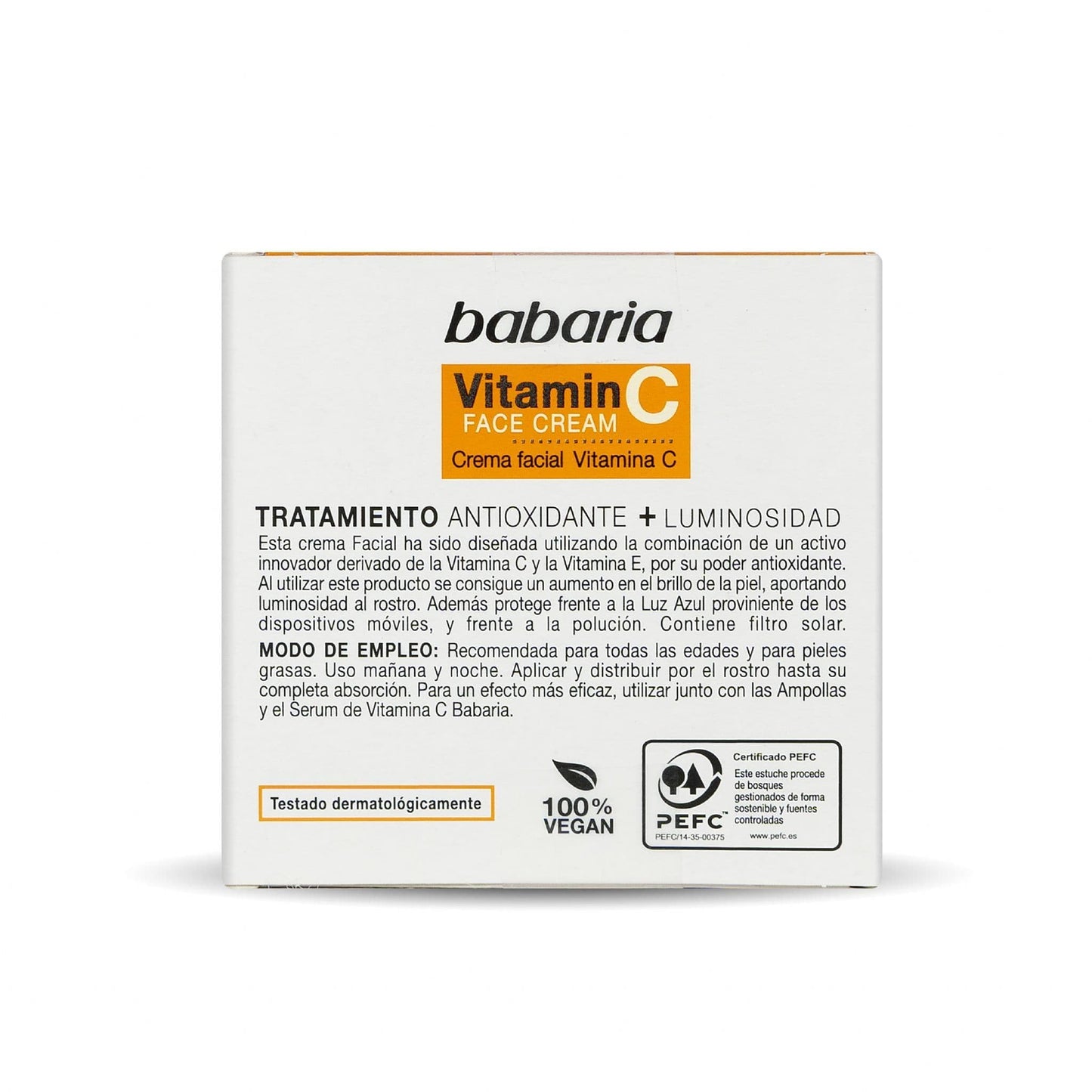 Babaria Crema Facial Vitamina C Babaria, 50ml, Luminosidad para tu rostro.