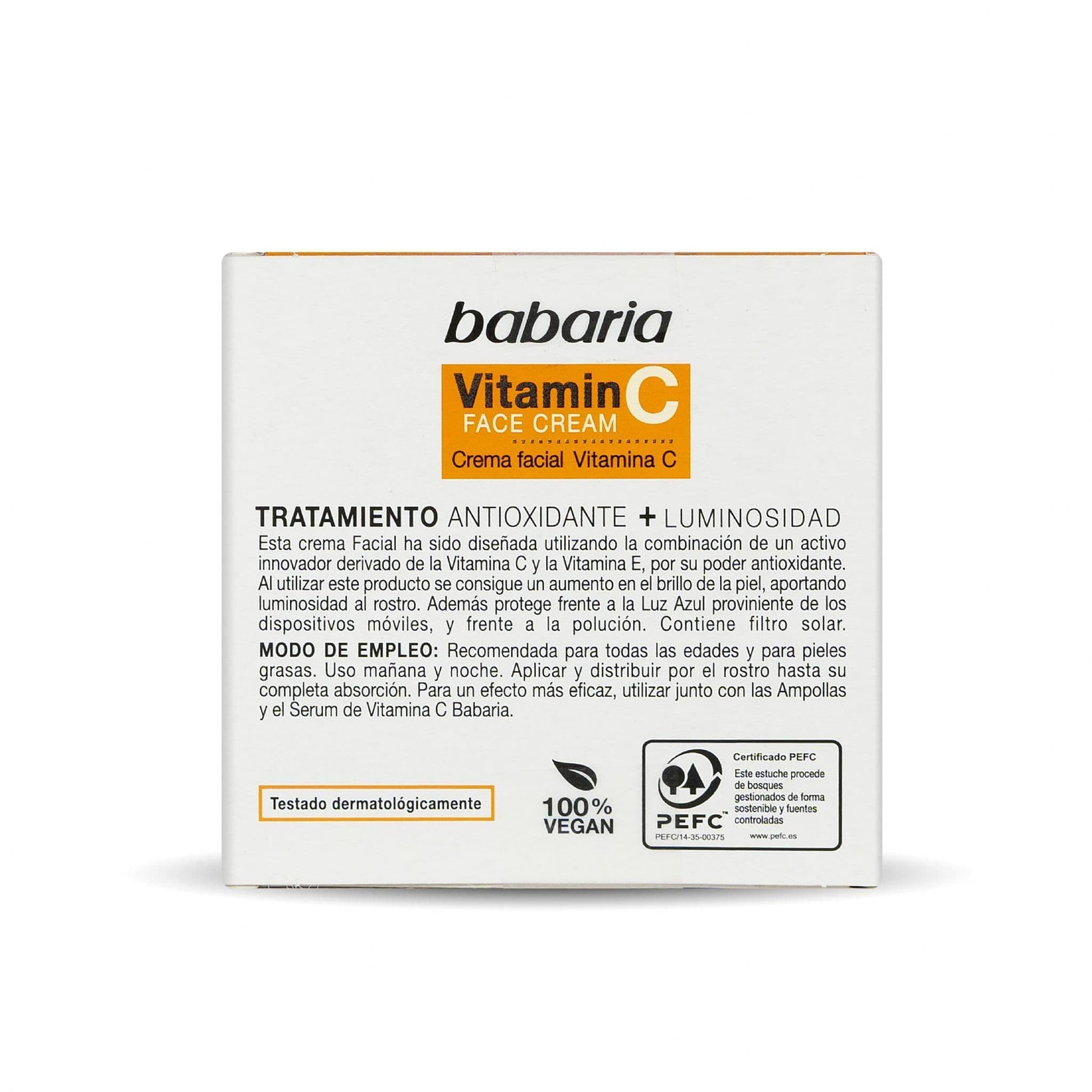 Babaria Crema Facial Vitamina C Babaria, 50ml, Luminosidad para tu rostro.