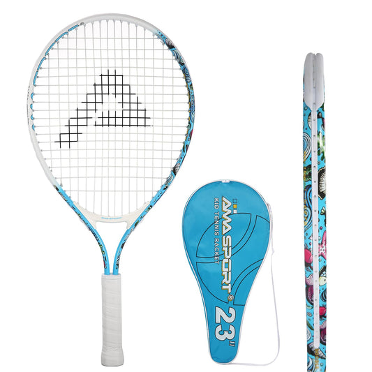 AMA SPORT - Raqueta de tenis para niños pequeños de 17 a 25 pulgadas para niñas y niños, raquetas de tenis de 4 colores para niños de 2 a 12 años con correa de hombro de nailon 420D
