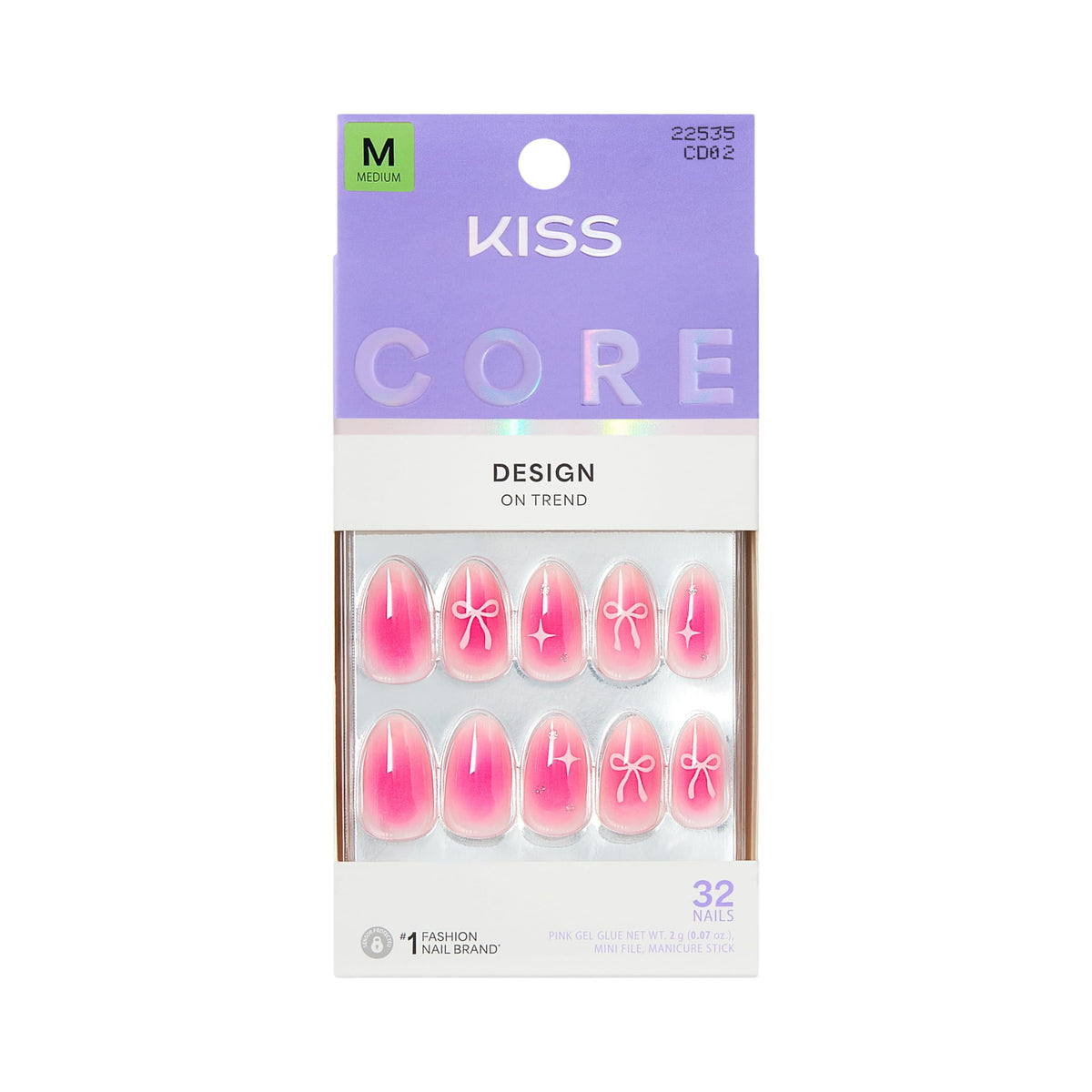 Uñas Postizas Kiss Rosa Almendradas Medianas 'My Time' con Pegamento Incluido