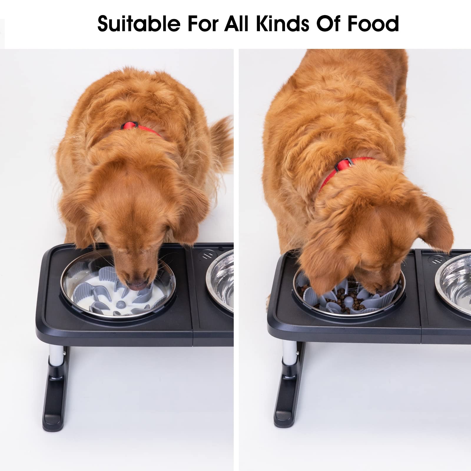 Keegud Cuencos Para Perros De Alimentación Lenta [22 Ventosas Grandes De Pulpo] Cuenco Para Perros De Alimentación Lenta Súper Firme [Cortable] Para Perros De Raza Grande Y Tamaño Mediano Compatible C