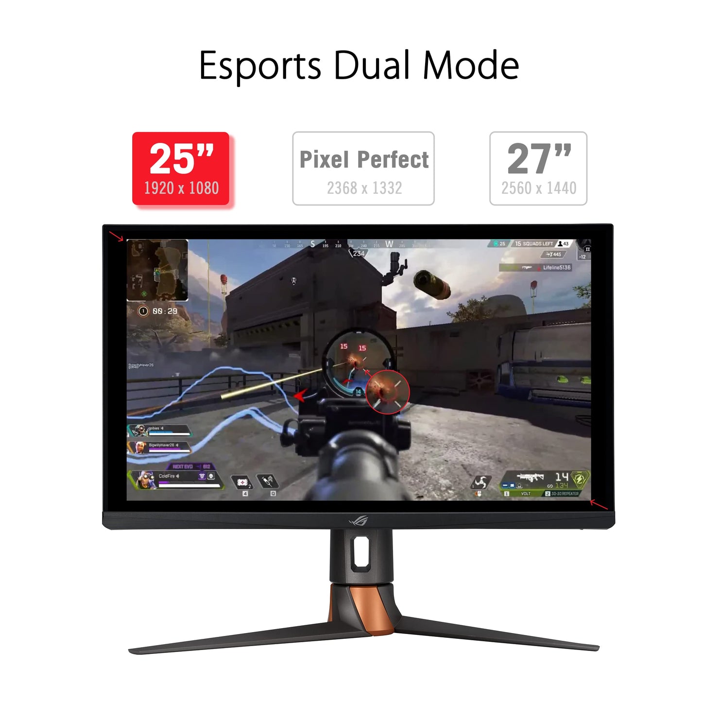 Monitor de Juegos ASUS ROG Swift 360Hz 27” 1440P HDR Negro con Diseño Ergonómico para Hombre