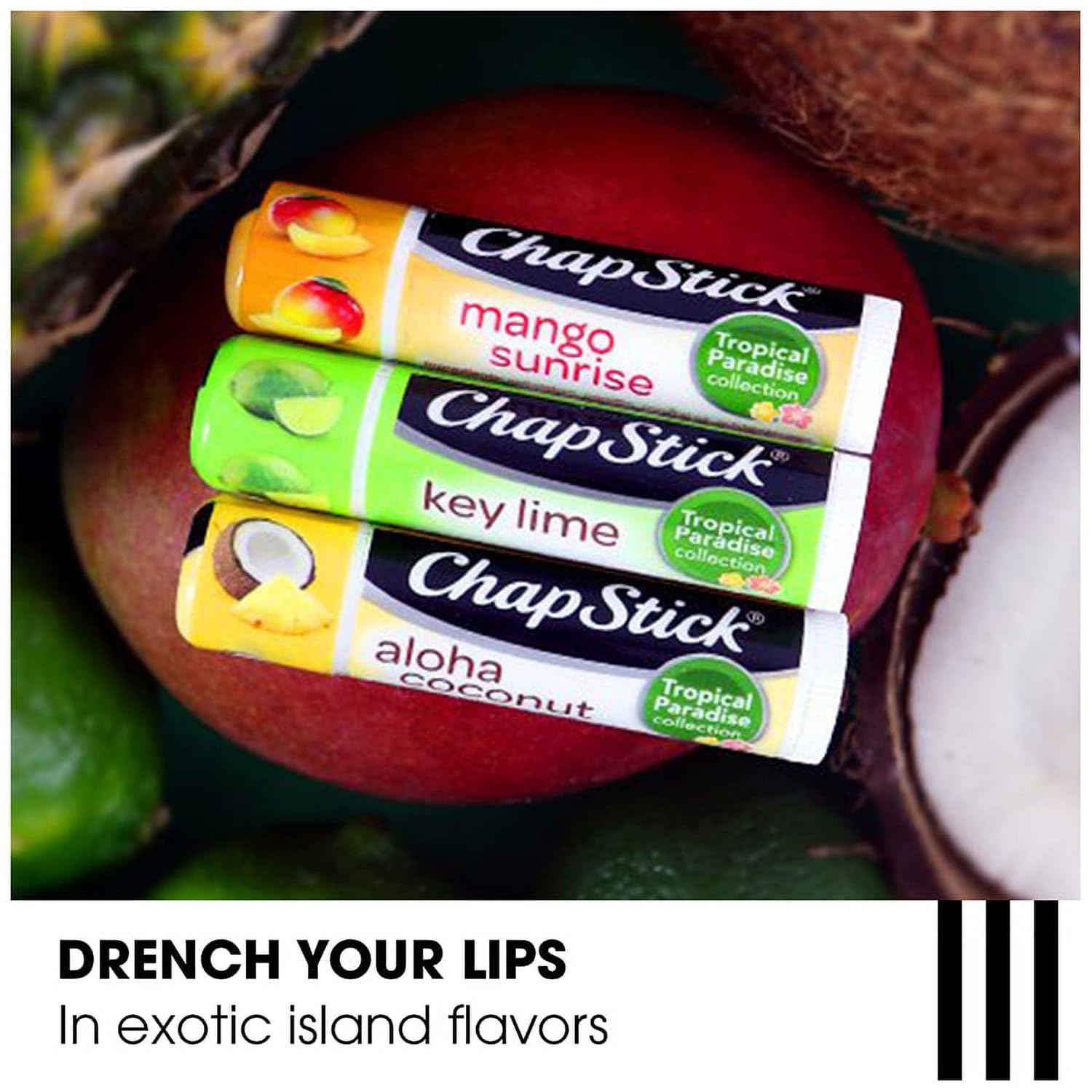 Chapstick Tropical Paradise Collection Lip Care, 0.15 Ounce, 3 ct