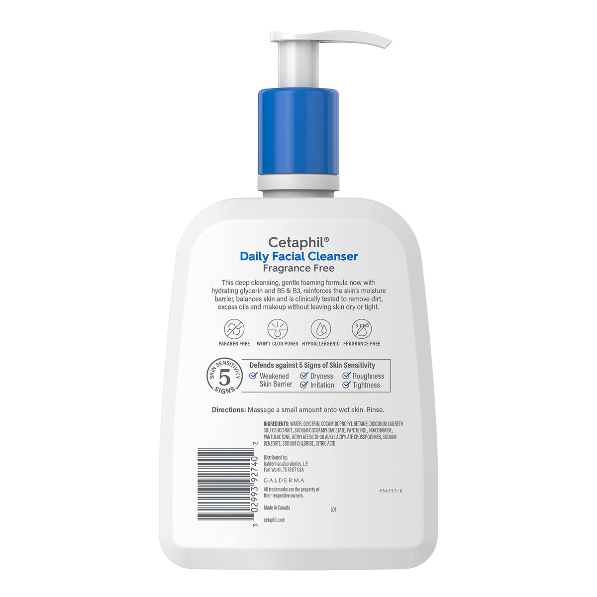 Cetaphil Face Wash, Daily Facial Cleanser for Sensitive, Combination to Oily Skin, NEW 16 oz, Fragrance Free,Gentle Foaming, Soap Free, Hypoallergenic