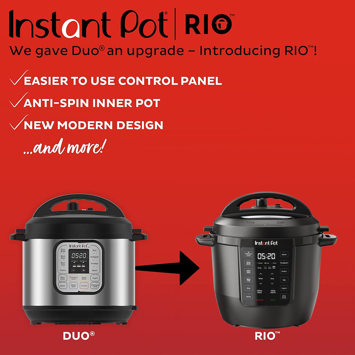 Instant Pot RIO, 7 en 1, olla de presión, olla de cocción lenta, olla de arroz, vaporizador, salteado, yogur y calentador, incluye aplicación con más de 800 recetas, 6 cuartos de galón