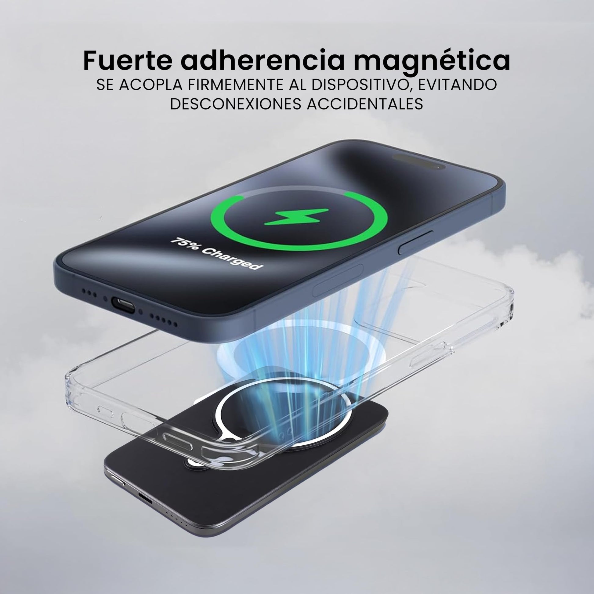Klid Home Power Bank MagSafe 10000mAh – Batería Portátil Inalámbrica y Magnética, Cargador Rápido para iPhone 12 al 16 Pro MAX, Compatible con Android, USB-C
