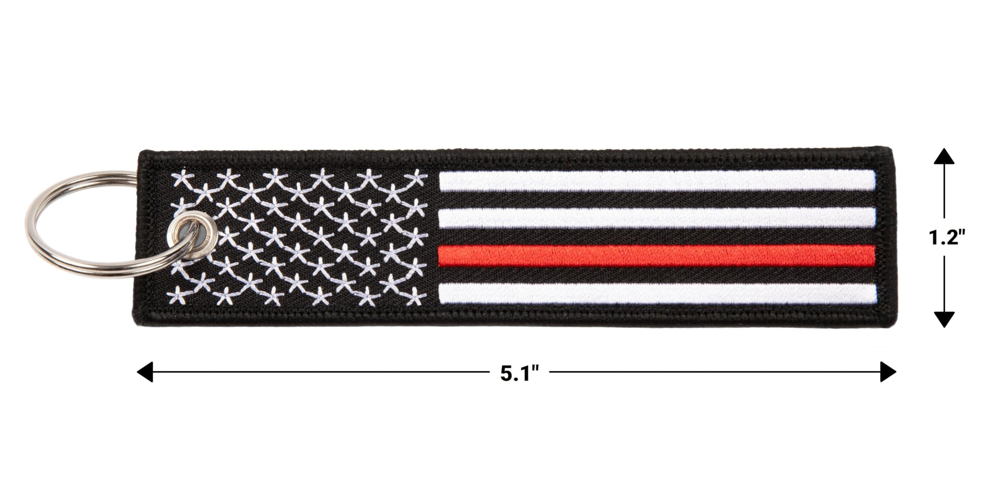 Great 1 etiqueta de llavero con bandera americana de línea roja fina con llavero y mosquetón, paquete de 2 unidades, bombero