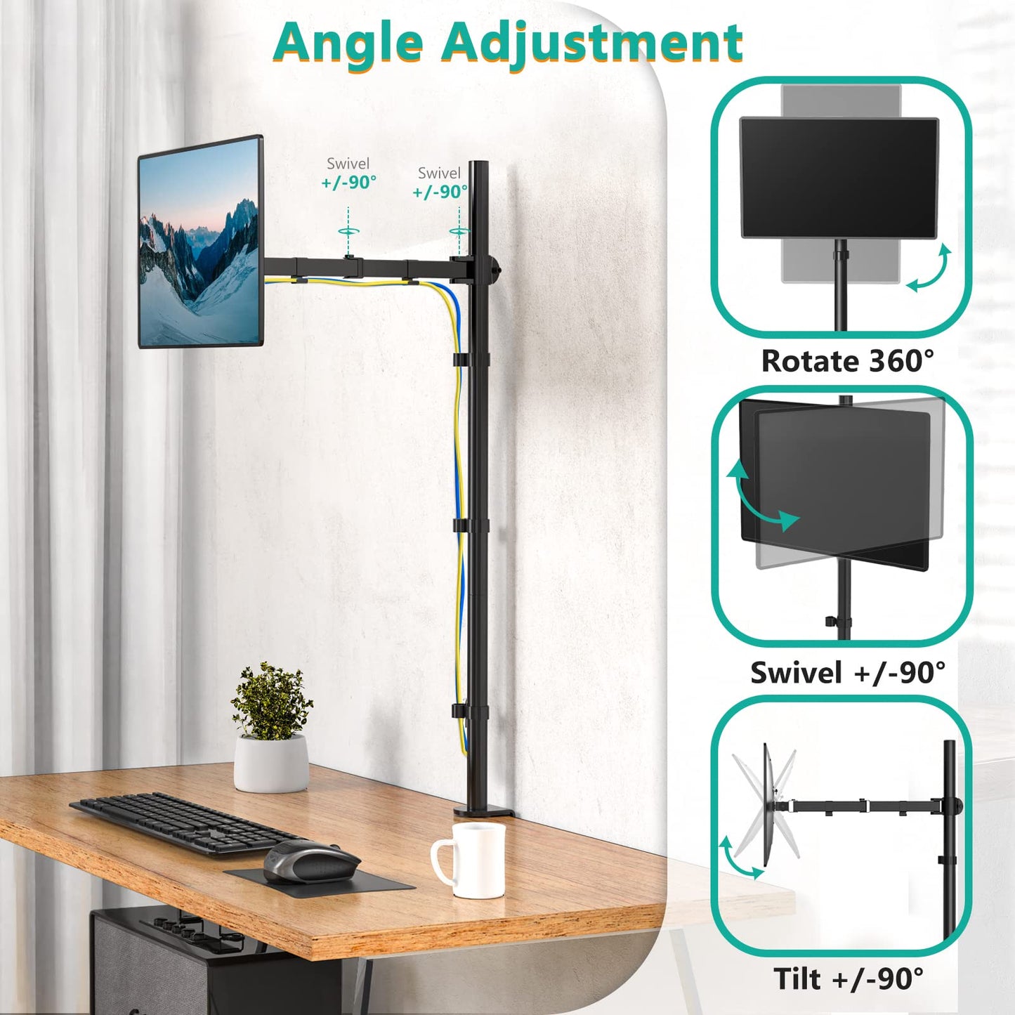 Soporte para Monitor WALI de 39 Pulgadas Ajustable con Brazo Articulado