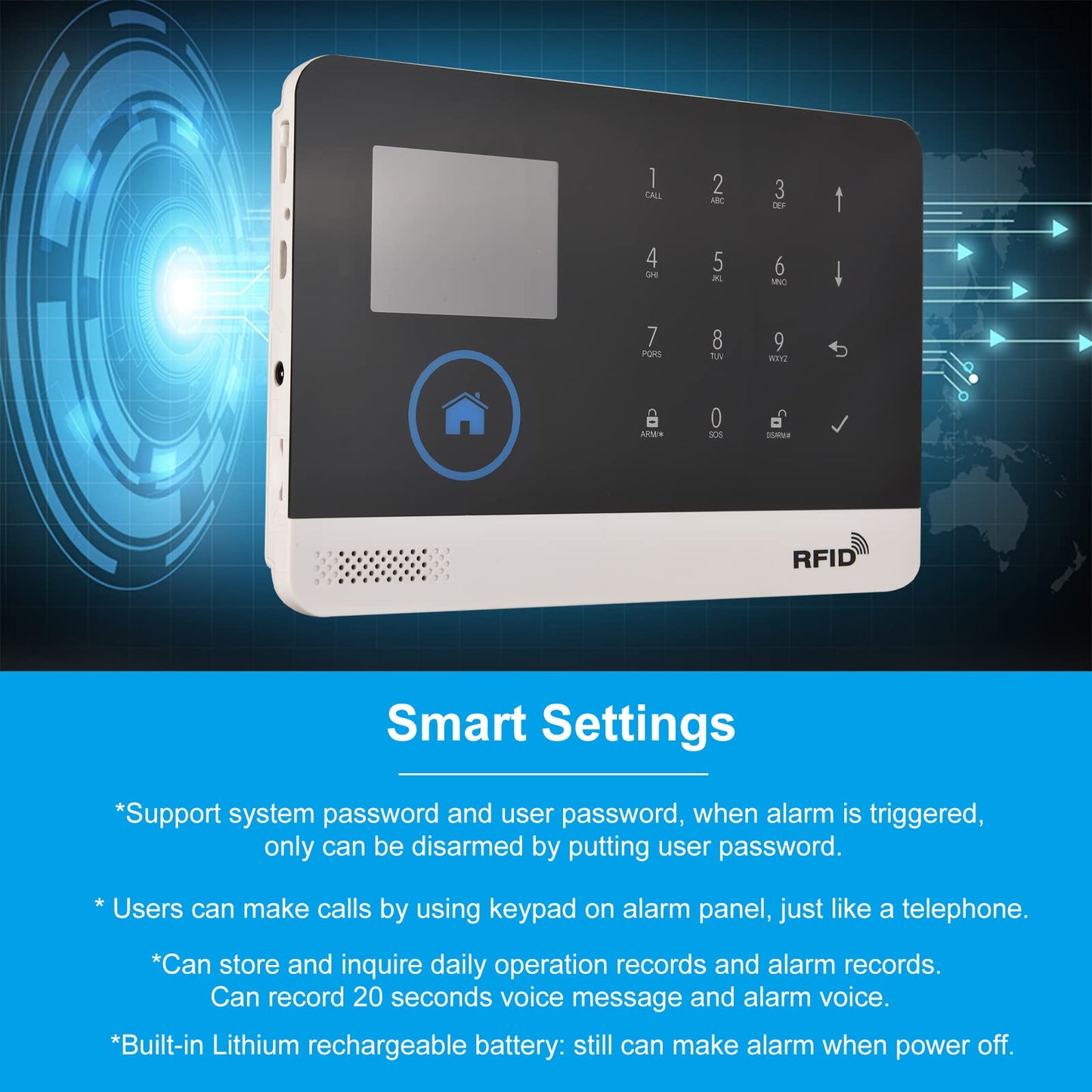 Kit de Alarma de Seguridad Wifi SAANTE Blanco con Pantalla LCD de 2.4 Pulgadas para el Hogar