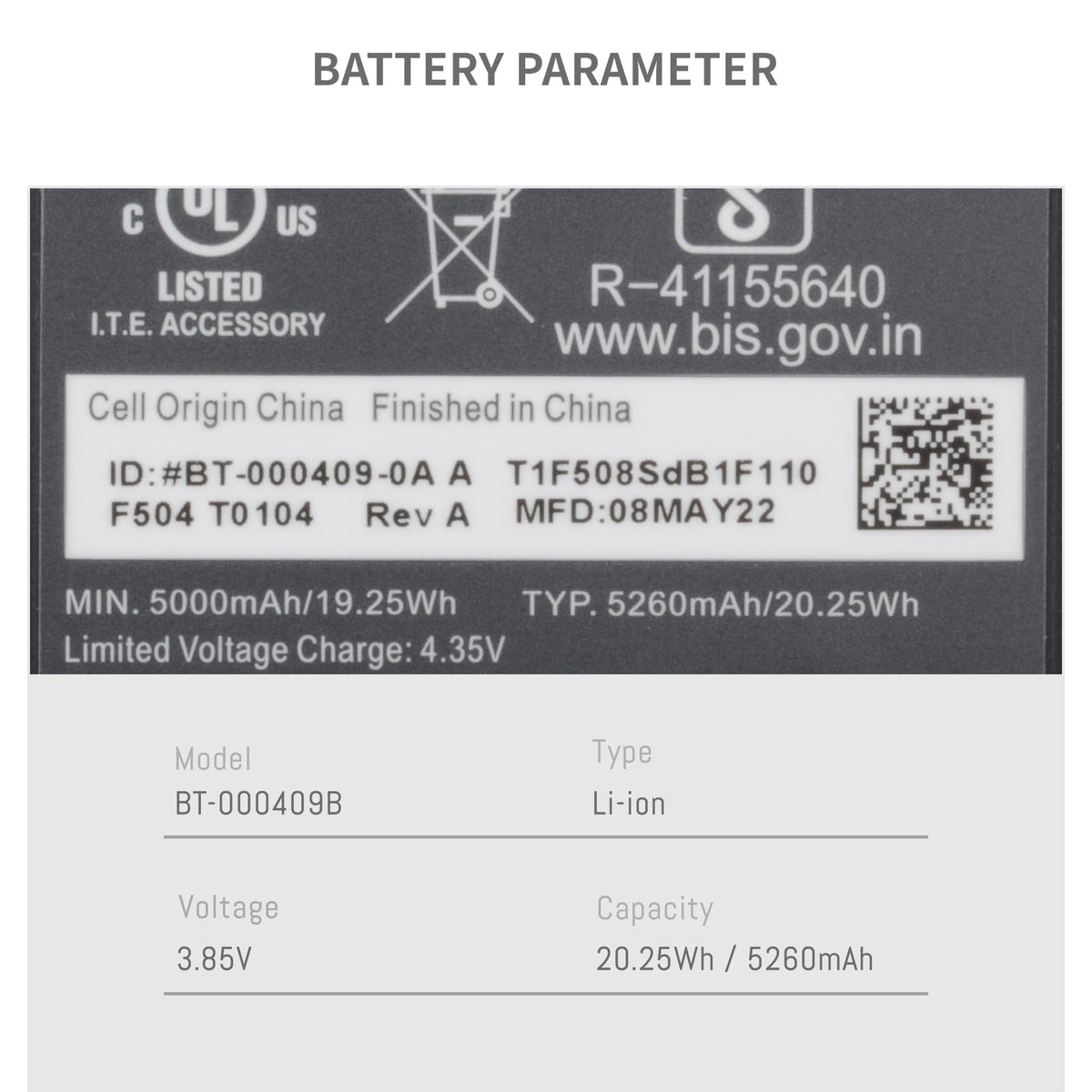 Batería Zebra BT-000409B 5260mAh para TC21 y TC26