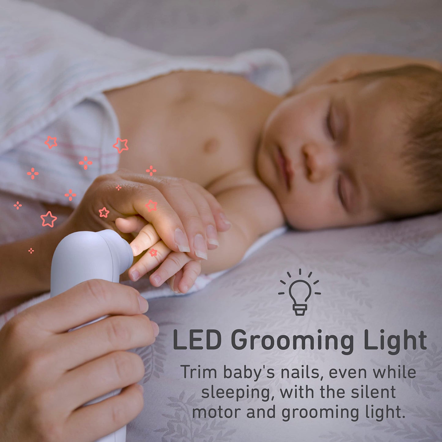 PureBaby® Cortadora de uñas eléctrica – 6 piezas Taladro de uñas inalámbrico, 4 accesorios, 2 velocidades, con archivador oculto y funda de transporte, ideal para recién nacidos y bebés