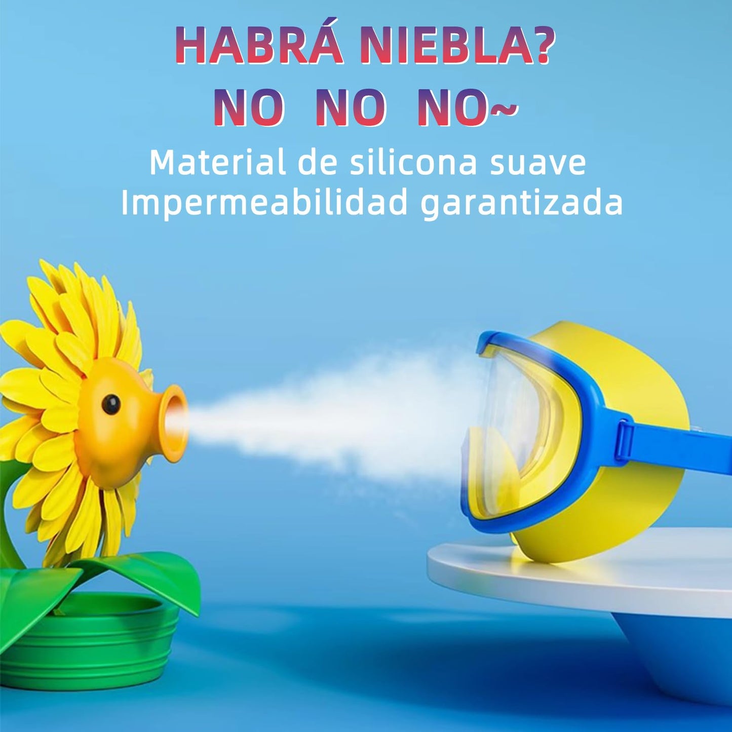 Anteojos de Natación Gafas de Montura Grande Antivaho y Protección UV para Niños