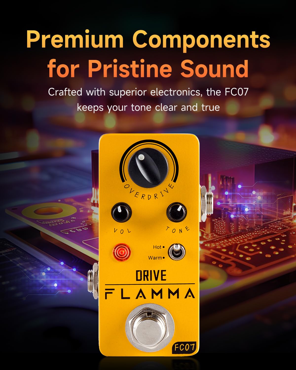 Pedal de Sobremarcha FLAMMA FC07 Rojo con 2 Modos para Guitarra Eléctrica