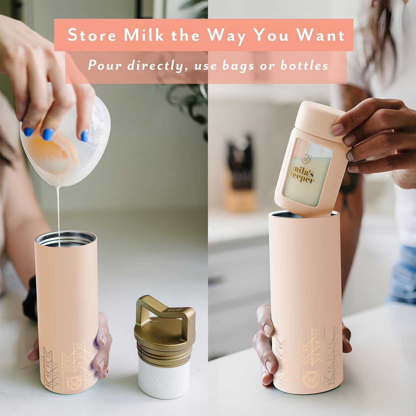 Mila's Keeper - Juego portátil de enfriador de leche materna aislado, almacenamiento de 20 horas, enfriador, botella de almacenamiento de leche materna y bolsa de hielo para viajes, se adapta a bombas