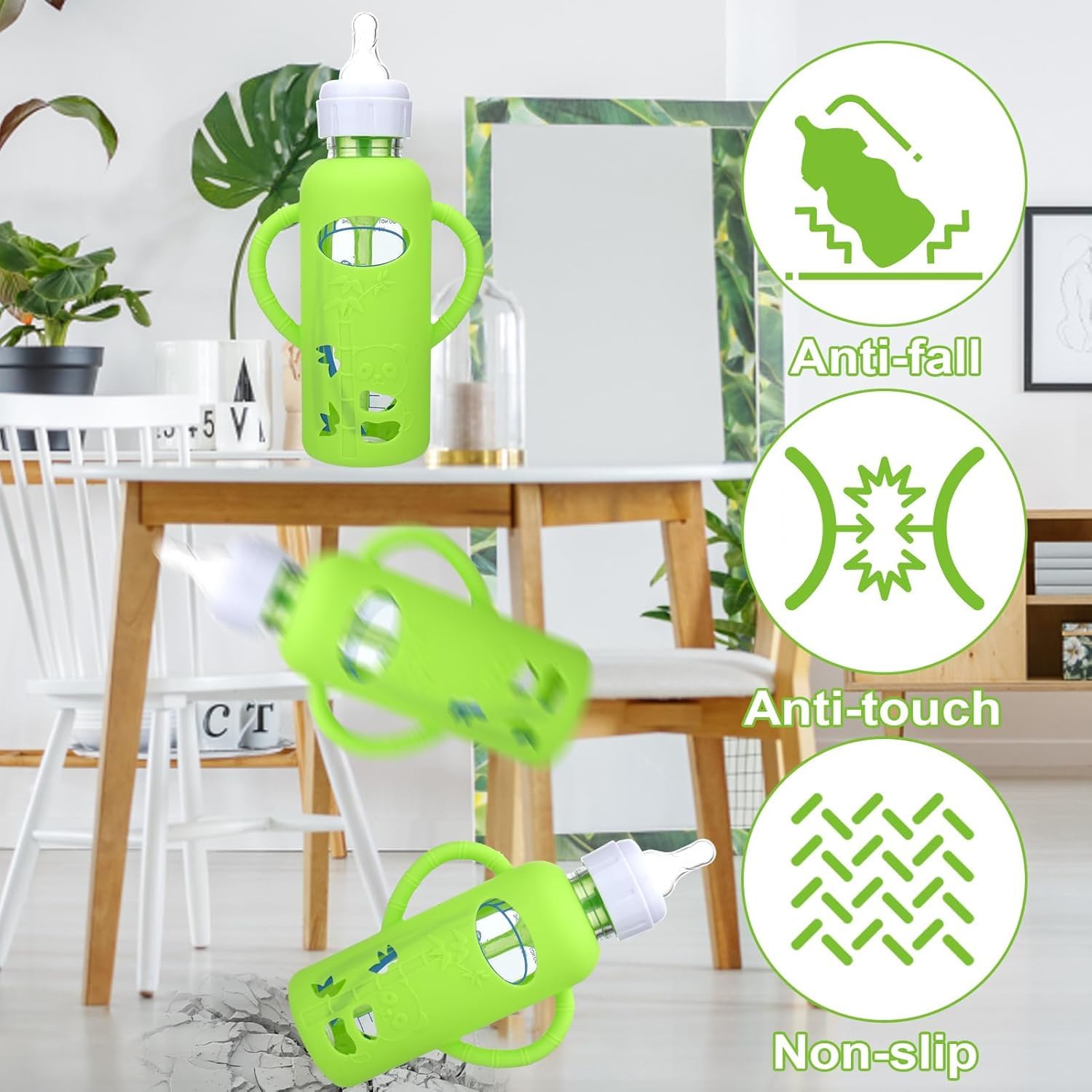 Funda de Silicona Dr. Brown's Azul Antiroturas Compatible con Botellas de Vidrio para Bebés