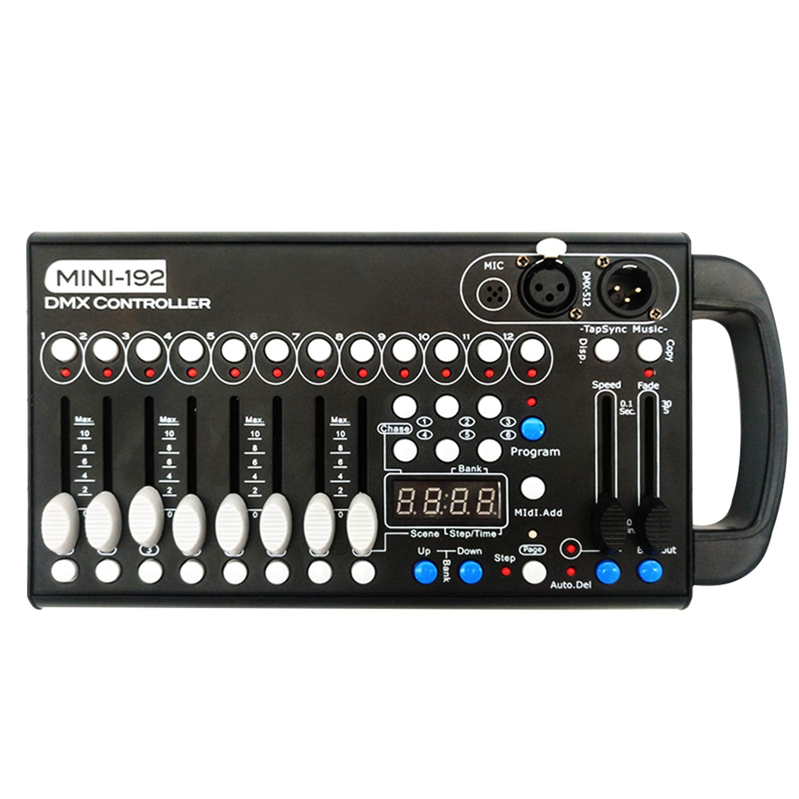 Consola Dmx, driver universal DMX-512 192 DMX 512 Stage DJ driver de luz 240 escenas diferentes, consola Dmx512, aplicable a cable DMX de 3 pines para DJs, bandas, bares, clubes, fiestas familiares,