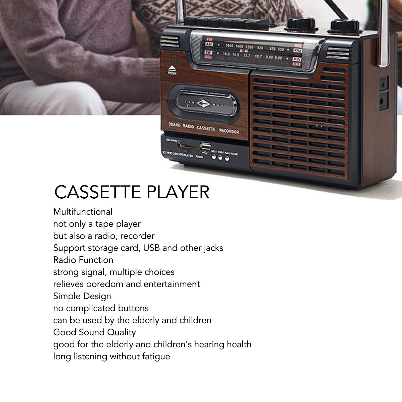 Actualice el Combo de Reproductor de CD y Casete TR621 con Control Remoto, Radio AM FM Portátil Boombox, Sonido Estéreo del Reproductor MP3, USB, Puerto TF, para la Familia