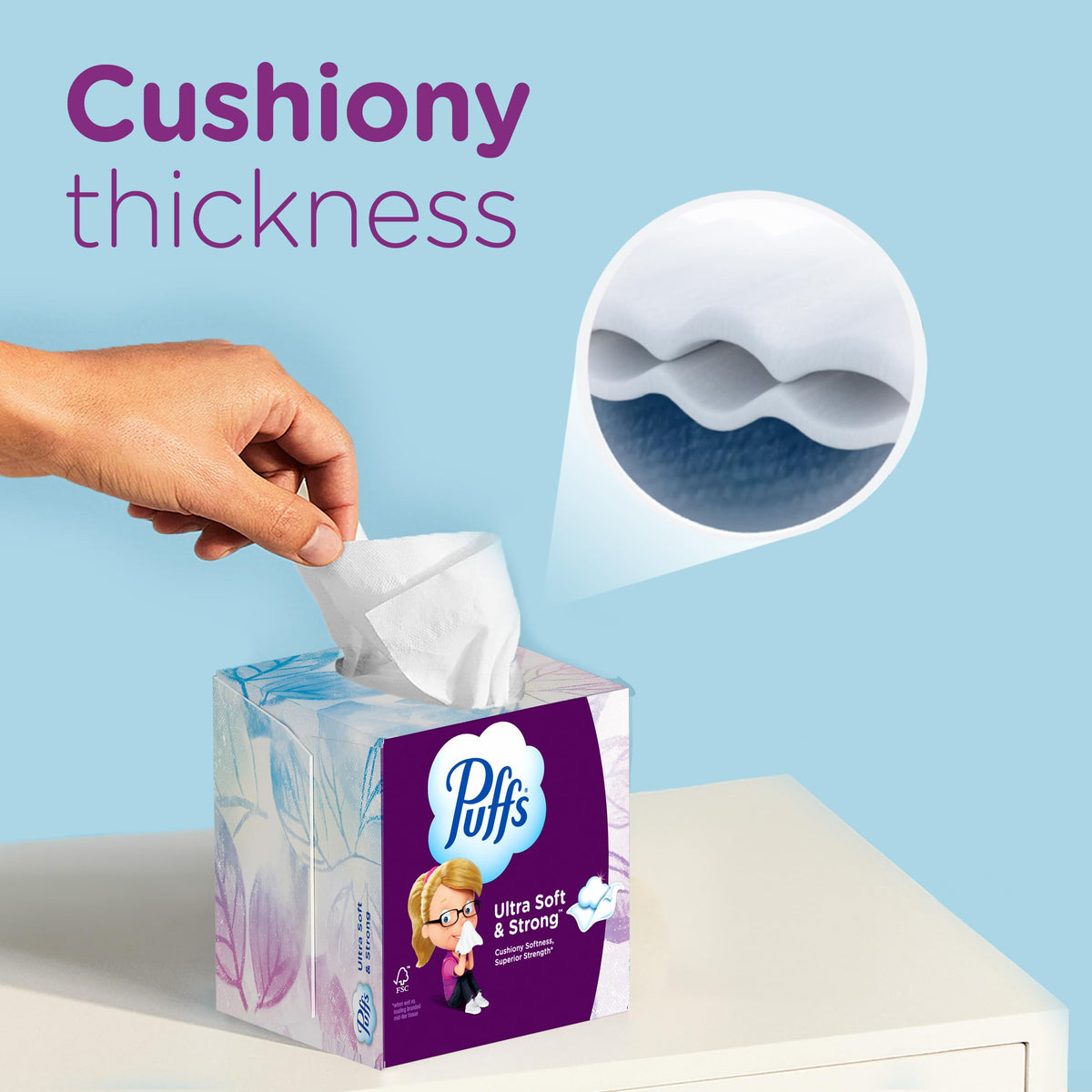 Puffs Pañuelos faciales ultra suaves y fuertes, 124 unidades