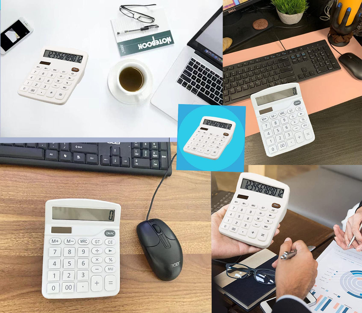Calculadora Electrónica YOUHO Blanco con Doble Potencia y Pantalla LCD Grande