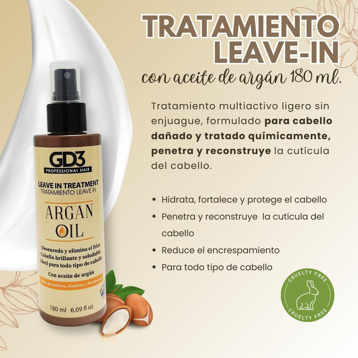 Tratamiento Leave In Cabello Argan GD3 180 ML