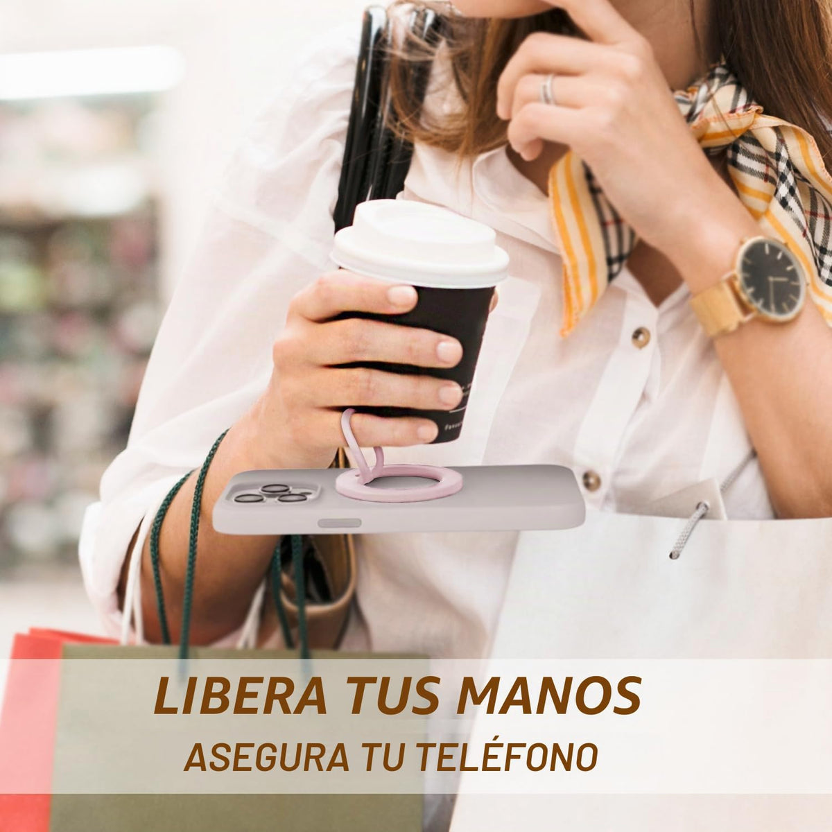 Soporte Magnético Dual Vitomas Rosa con Anillo Mejorado para iPhone