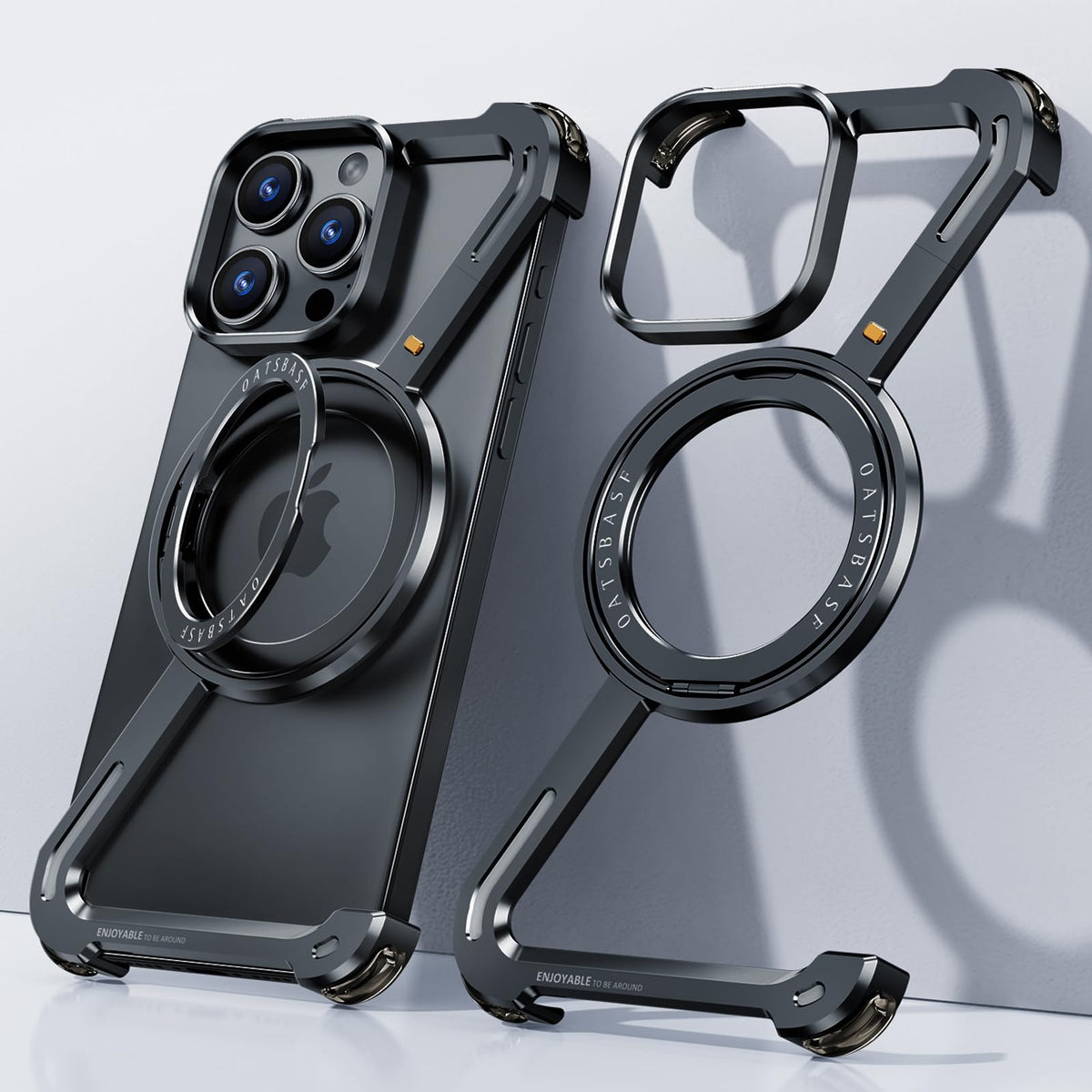 Funda para iPhone 14 Pro OGRANEE Z Negro Soporte Magnético Giratorio 360° Ultrafina y Dura