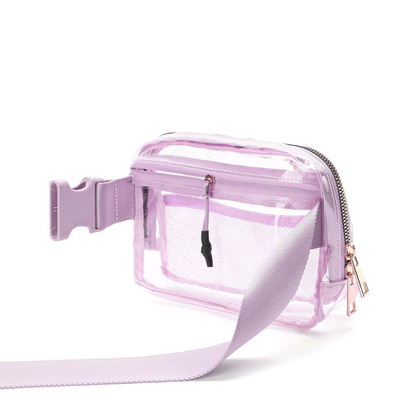 Riñonera Transparente con Correa Ajustable Púrpura Claro Aprobada para Conciertos y Deportes para Mujer y Hombre