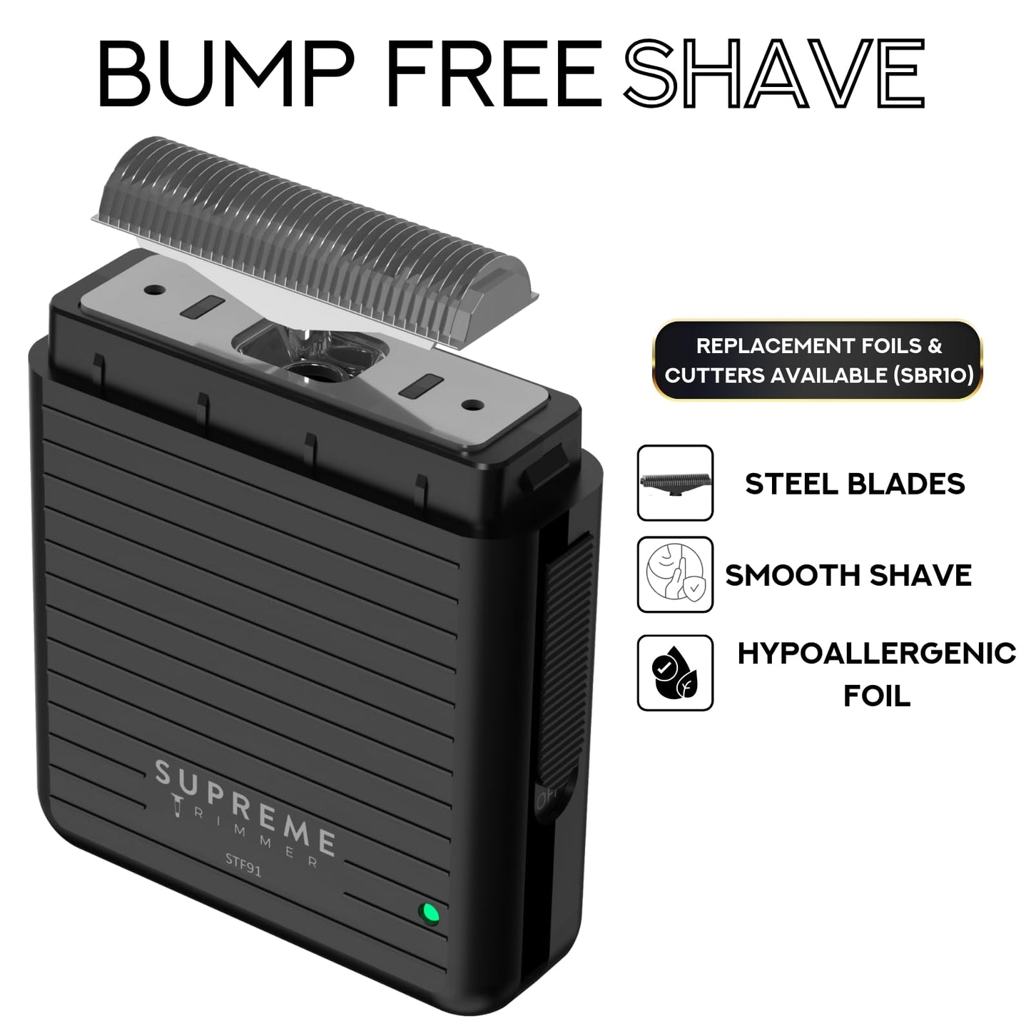 Supreme Trimmer Solo LiTE - Afeitadora de papel individual para hombre, 90 minutos, sin cable, potente USB-C Mini tamaño para barberos y uso doméstico | STF91 negro