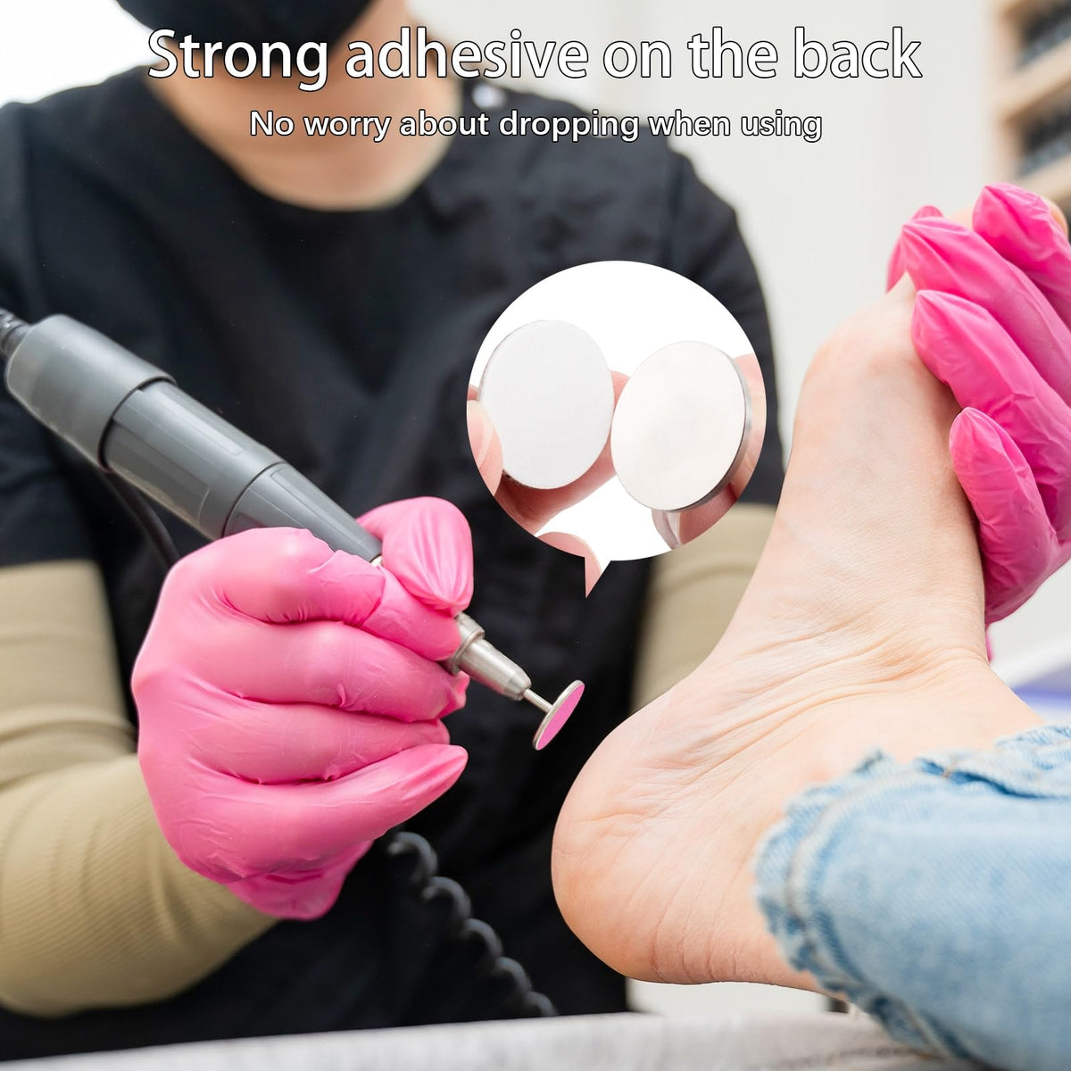 Difenni - Disco de lija con broca de metal para uñas, disco de lija de pedicura, 100 discos de papel de lija de 25 mm, grano #180 para pedicura (rosa)