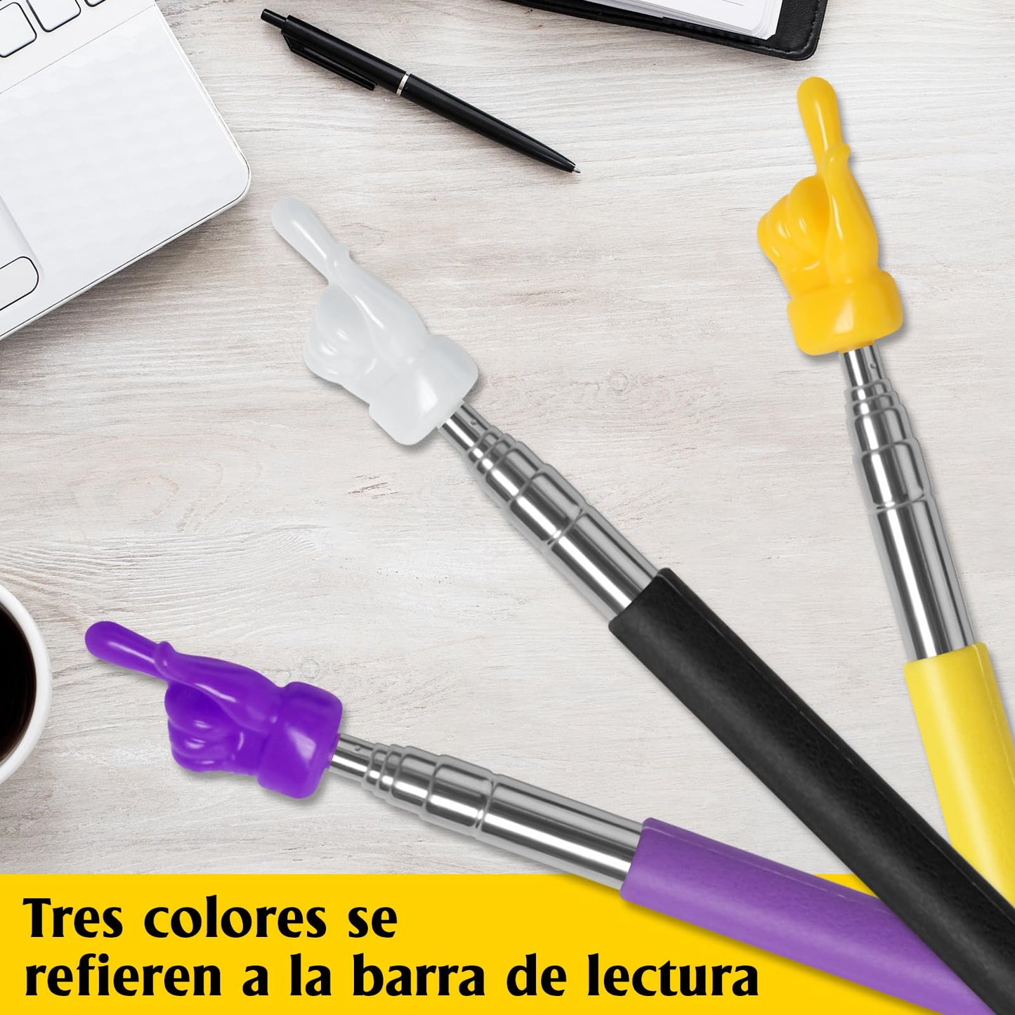 YINGDIHUT Manita Señaladora Extensible - Lápices con Punta de Silicona en Forma de Victoria Puntero para Presentaciones con Diseño Antideslizante Longitud Ajustable 17-55cm