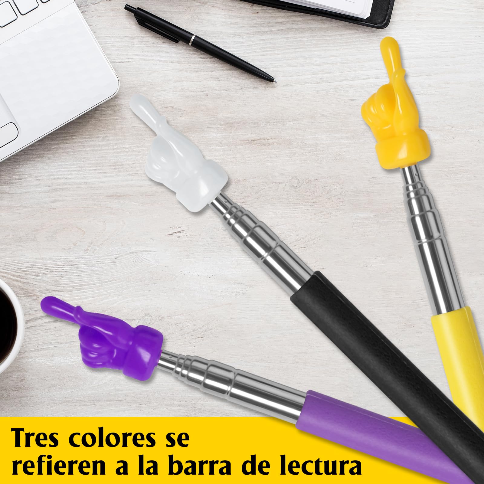 YINGDIHUT Manita Señaladora Extensible - Lápices con Punta de Silicona en Forma de Victoria Puntero para Presentaciones con Diseño Antideslizante Longitud Ajustable 17-55cm