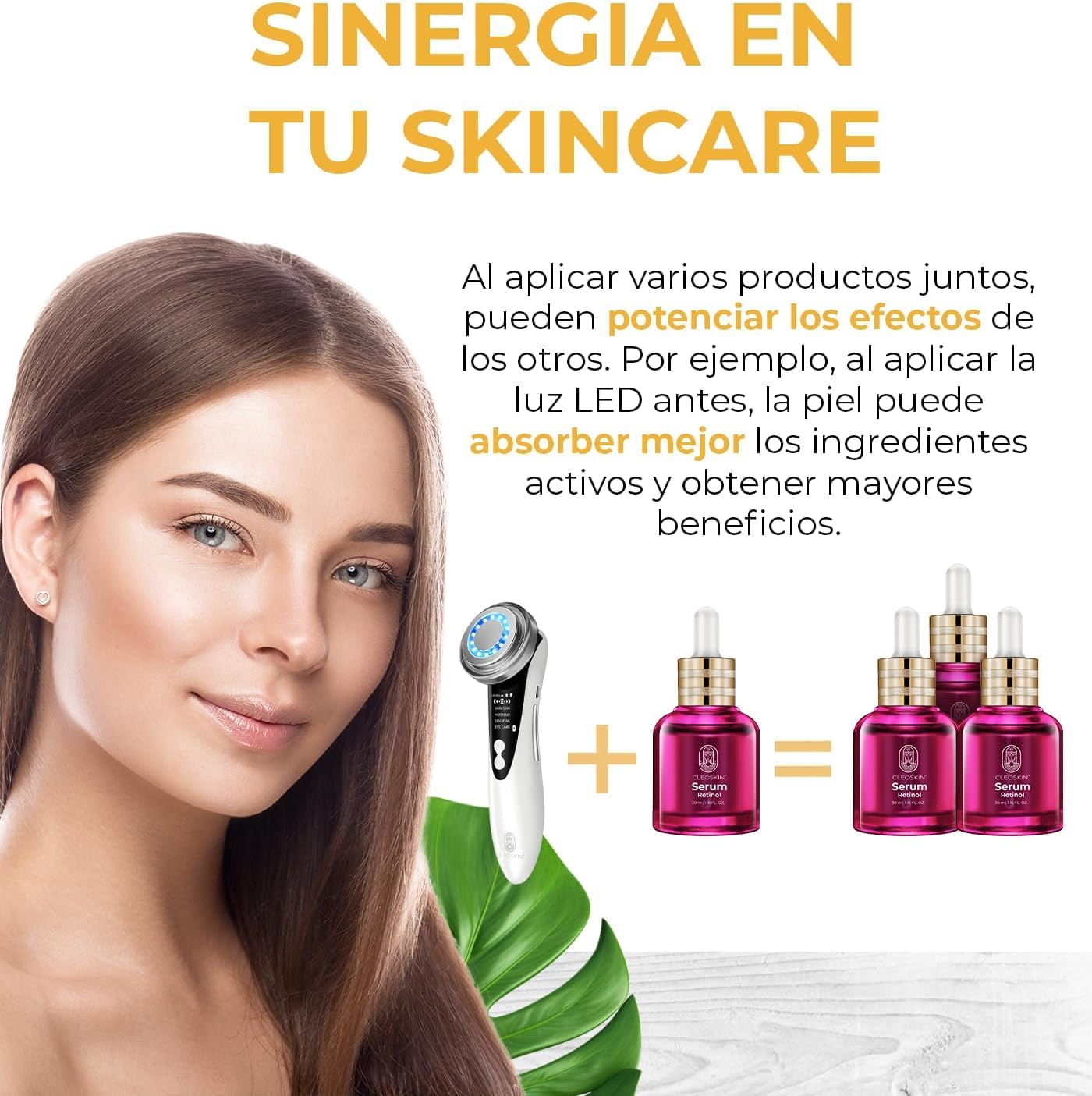 CLEOSKIN Pack 2 Sueros faciales, Serum Vitamina C (Ácido ascórbico) y Serum Retinol (Vitamina A), para el cuidado de la piel, anti manchas, Hidratante Facial, Kit Day & Nigth