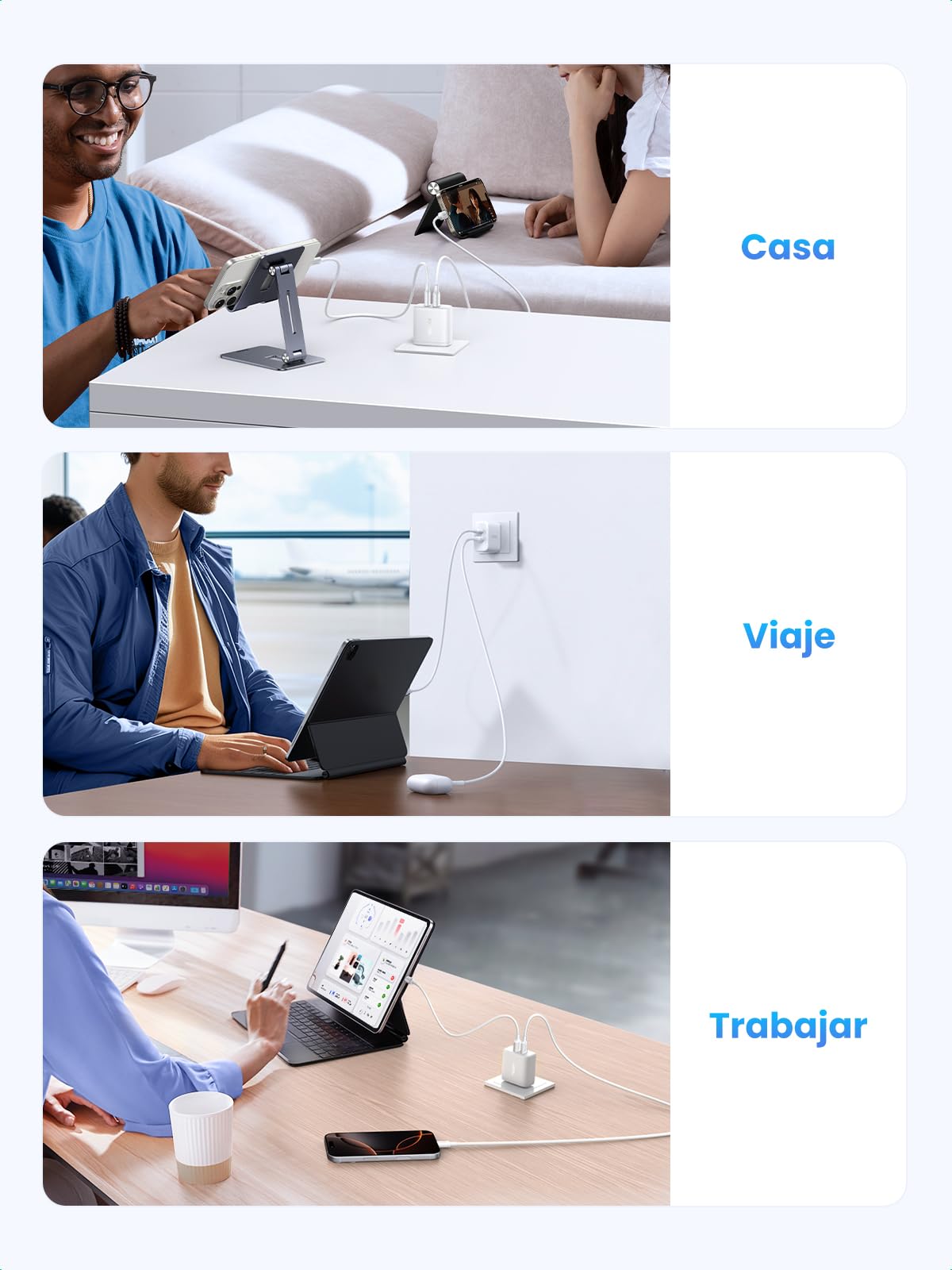 Cargador USB C UGREEN Blanco Carga Rápida 20W para iPhone y Más Dispositivos