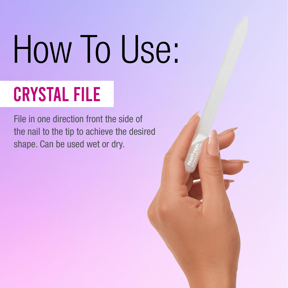 Nail Tek Lima de Cristal de Alta Calidad de 5 Pulgadas Reusable Desinfectable Portátil