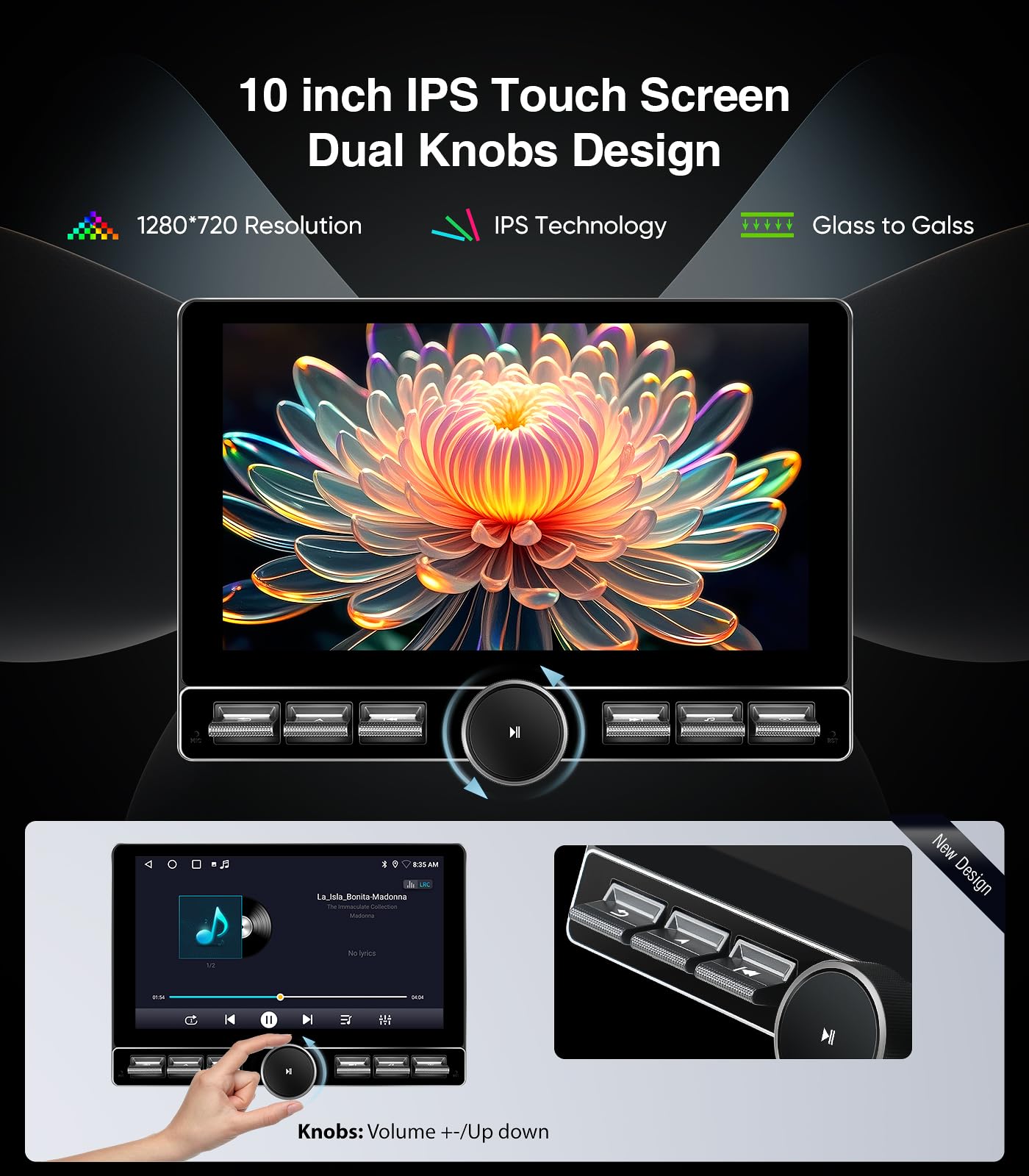 Estéreo de coche 4G+64GB para Jeep Wrangler JK 2007-2018, Dodge Ram 1500 2500 Radio de actualización - CarPlay inalámbrico Android Auto con botón de volumen físico, pantalla táctil QLED, cámara de