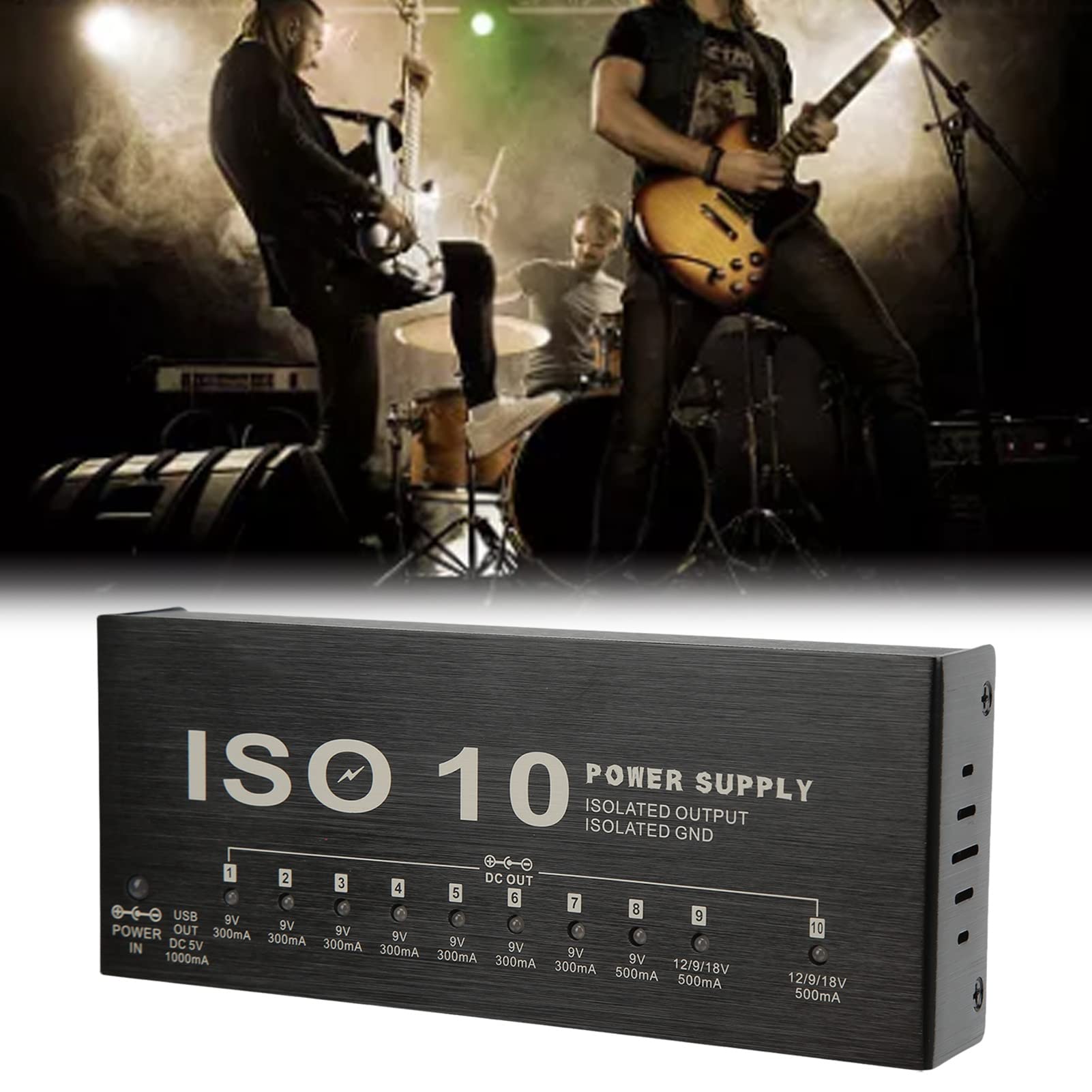 Fuente de Alimentación para Pedal de Guitarra LiebeWH, 10 Pedales de Guitarra de Salida Aislada, Potencia de Pedal de Efecto de Guitarra Múltiple con 2 Voltajes Ajustables(US Plug 100‑240V)