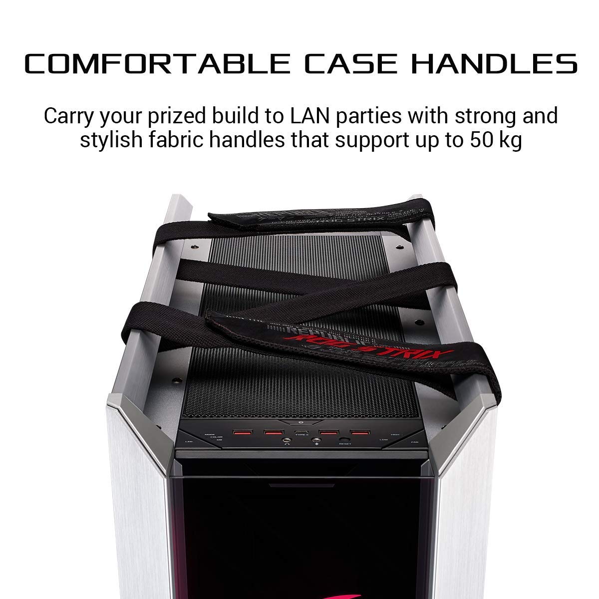 ASUS Gabinete Gaming ROG Strix Helios White, RGB, Media Torre ATX/ETX, Vidrio Templado, Marco de Aluminio, Soporte de GPU, Soporte para radiador de 420 mm y Aura Sync