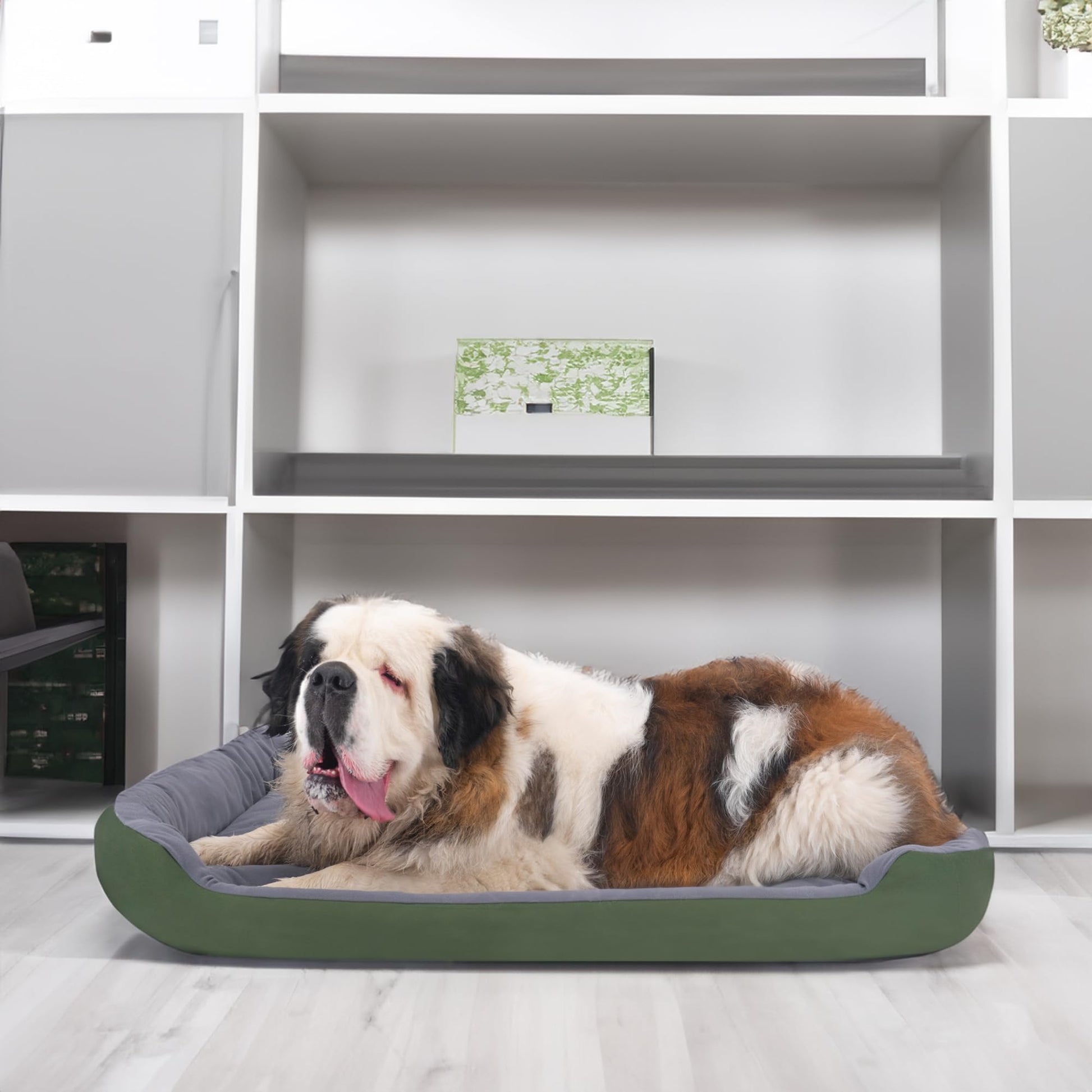 Cama Resistente para Perro PETS APPAREL HILLS Verde Gris Con Relleno Suave