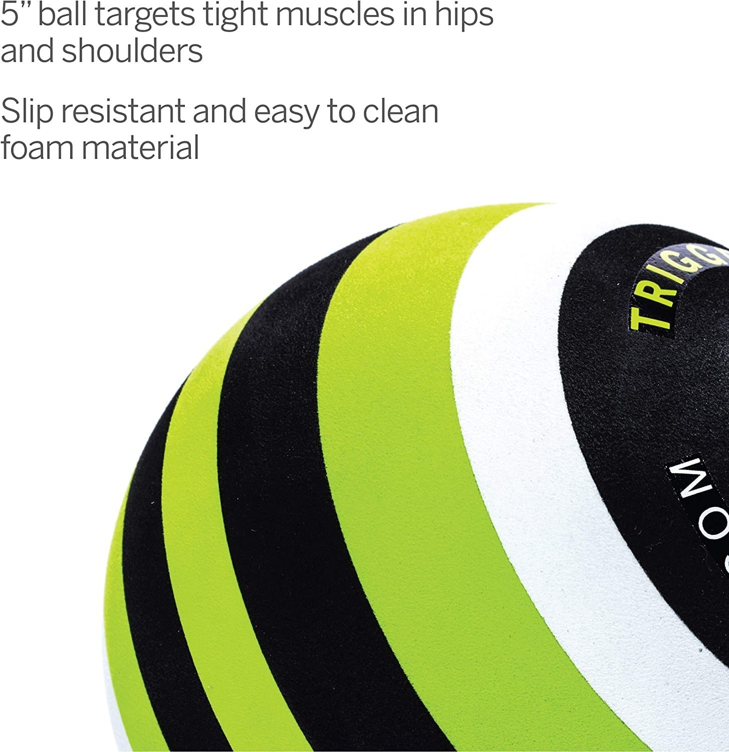 Pelota de Espuma TriggerPoint Verde Negro Blanco para Masaje de Tejido Profundo