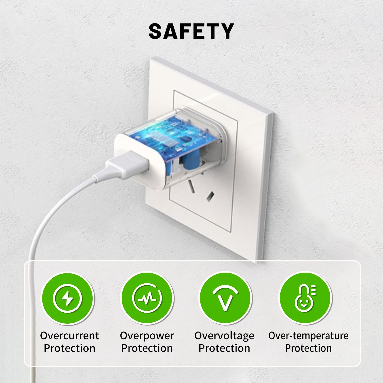 Cargador USB A WADDDDI Negro 1 A 5 V Portátil Certificado UL Paquete de 2 Enchufe de Pared