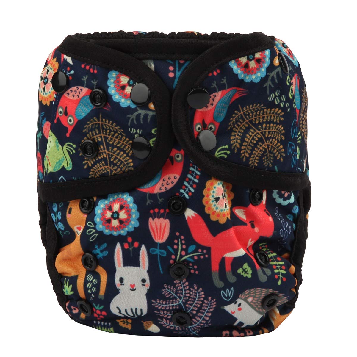 (Fox Rabbit Owl) - Sigzagor Baby Nappy Cover Nappy One Size 3.6kg to 3.6kg (Fox Rabbit Owl)