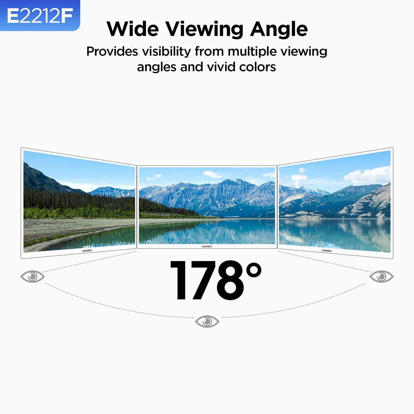 KOORUI 22 Inch Computer Monitor, FHD 1080P Desktop Display, 75HZ Ultra Thin Bezel/Eye Care/Ergonomic Tilt, HDMI VGA Ports LED Monitor for PC, VESA Mounting