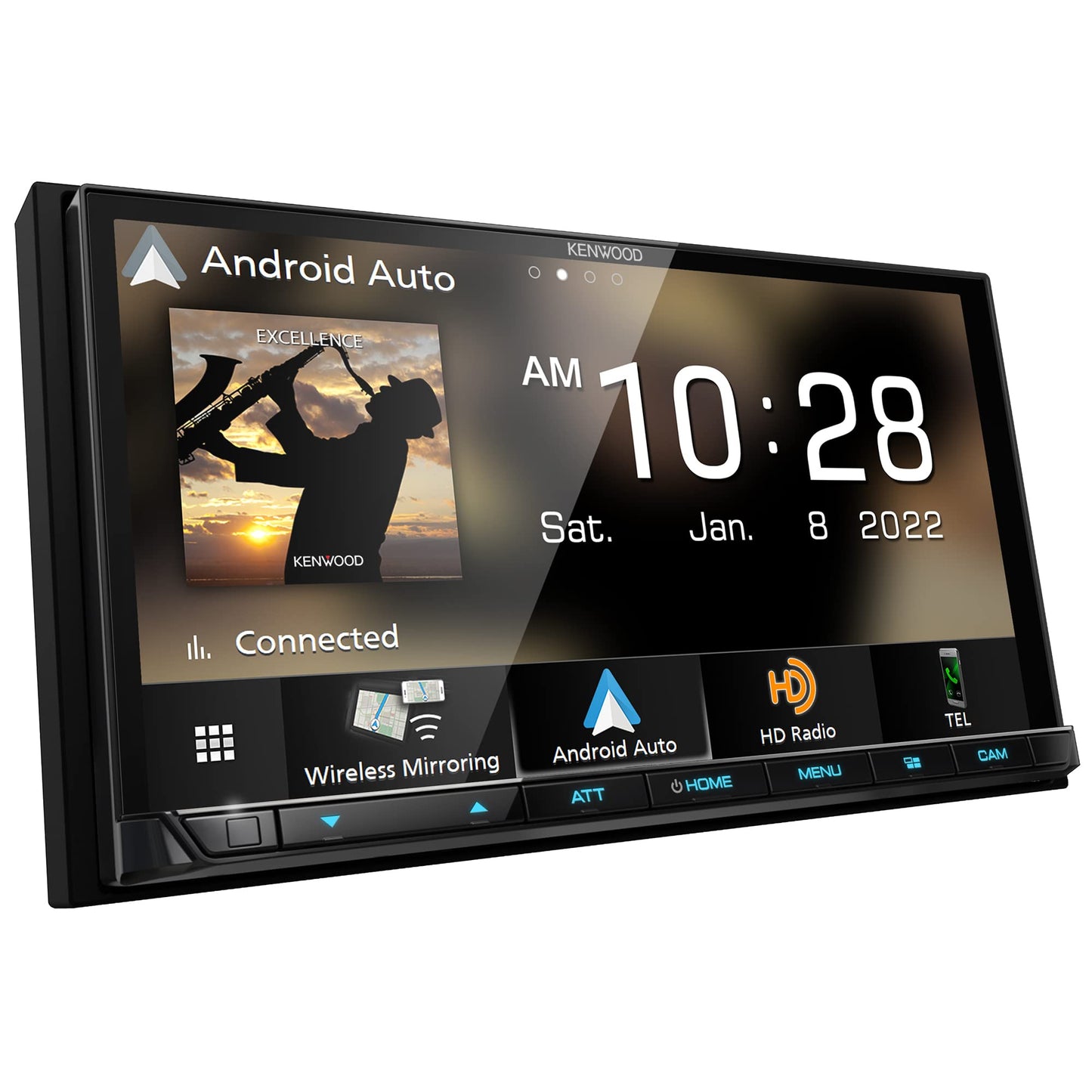 KENWOOD DMX908S EXCELON Receptor multimedia digital con visualización táctil LCD de 6.95 pulgadas, inalámbrico Apple CarPlay y Android Auto, doble din, radio AM/FM HD, Bluetooth, puerto USB, iDatalink