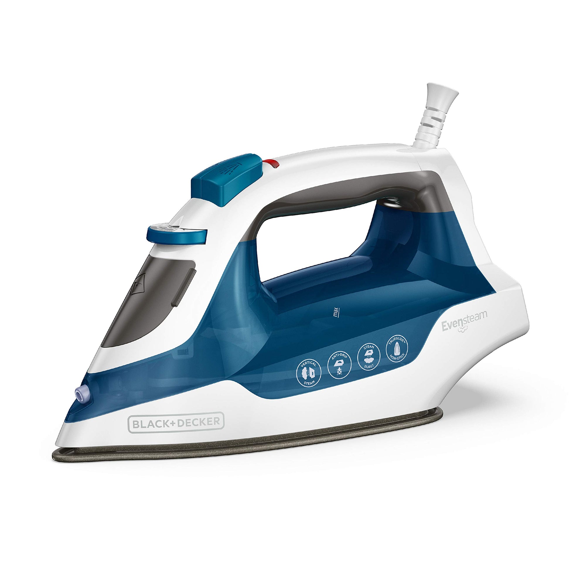 BLACK+DECKER - Plancha compacta de vapor fácil, IR06V, cable de doble posición, suela antiadherente TrueGlide, vapor vertical, SmartSteam