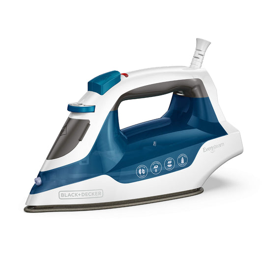 BLACK+DECKER - Plancha compacta de vapor fácil, IR06V, cable de doble posición, suela antiadherente TrueGlide, vapor vertical, SmartSteam