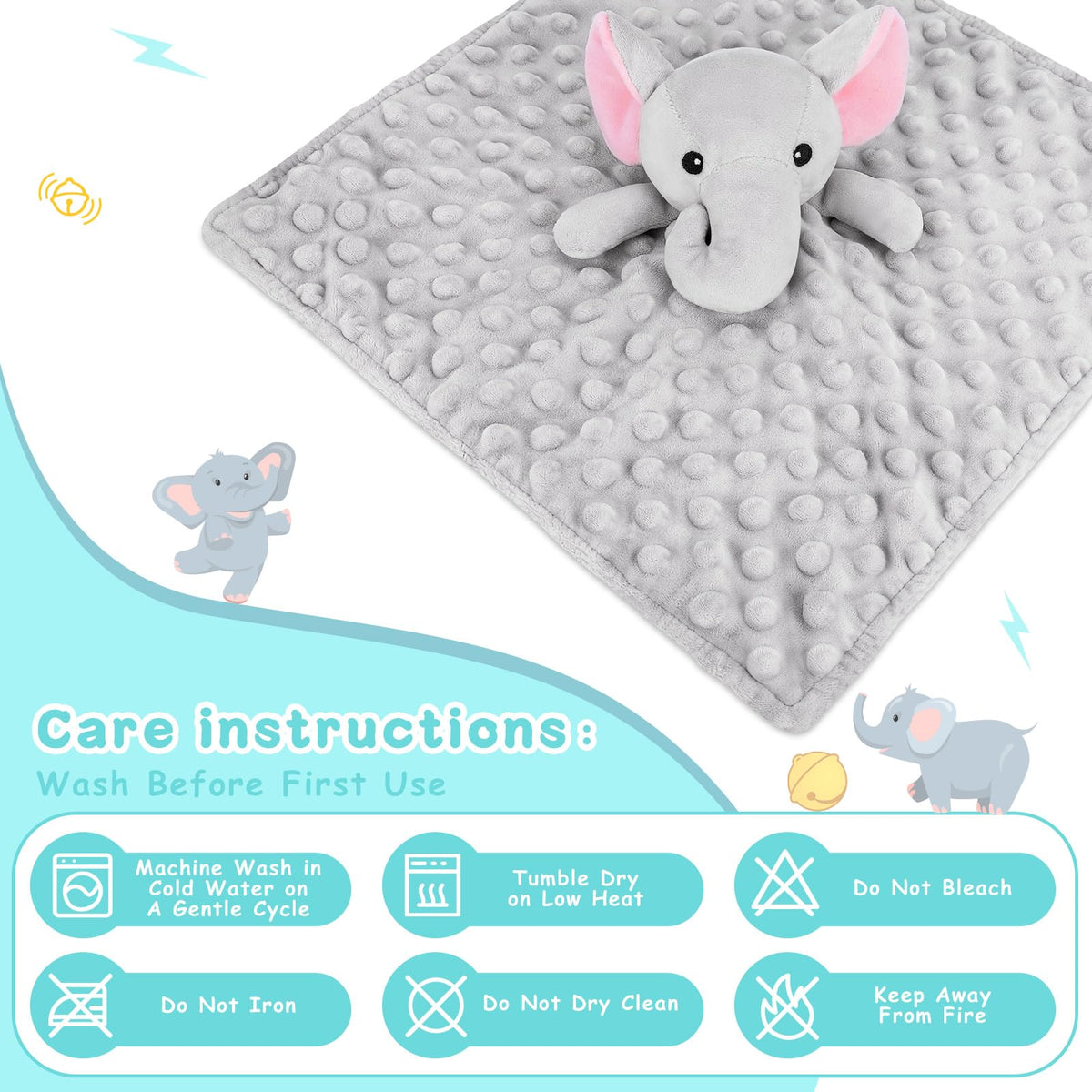 Sprinqdawin Loveys - Manta suave de seguridad para bebés recién nacidos, juguetes de peluche para bebés, mantas de seguridad de elefantes, regalos unisex (elefante gris, 12.4 pulgadas)