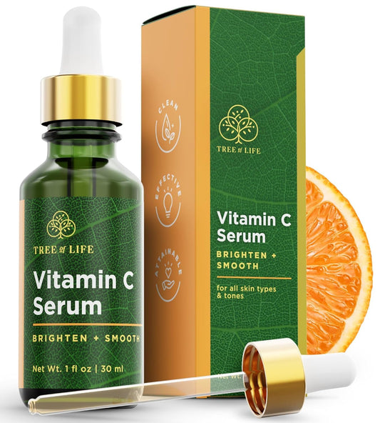 ToLB Vitamin C Serum for Face with Hyaluronic Acid - Anti Aging Anti Wrinkle Facial Serum with Natural Ingredients - Paraben Free, Vegan - Best Vitamin C with Hyaluronic Acid Serum for Skin - 1 fl oz
