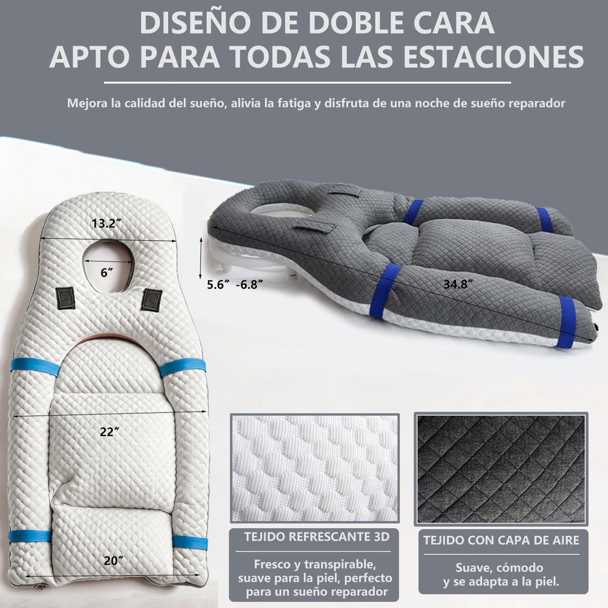 Almohada Facial Versión Extendida de Doble Cara para Recuperación Postcirugía Ocular