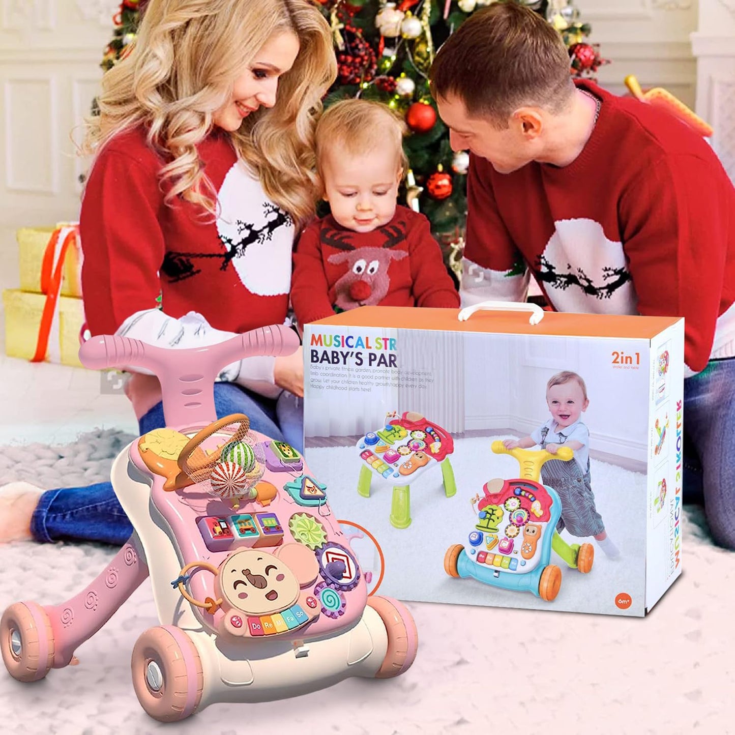 Hisemy Mesa Centro de actividades Musical para Bebe 2 en 1, Panel de Juego Extraíble Multifuncional, Juguete de Aprendizaje Musical para Bebés,Regalo para Niños y Niñas(B:Rosa)